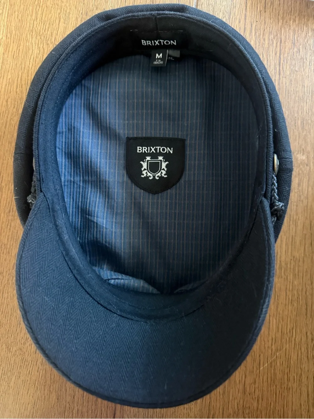 Brixton Black Fisherman Fiddler Style Newsboy Cap with Braided Band Medium